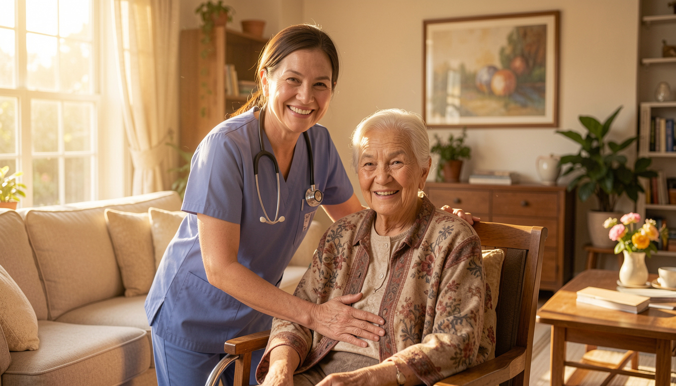 Caregiver supporting a resident